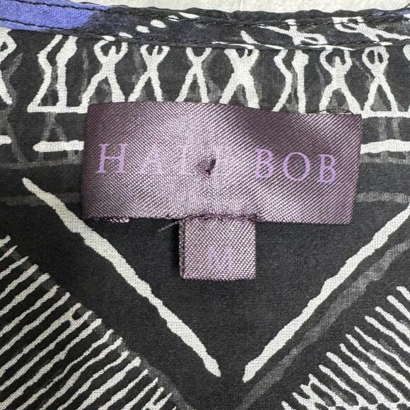 Hale Bob Shirt Womens Medium Multicolor Silk Boho Blouse Long Sleeve V Neck - Picture 5 of 10